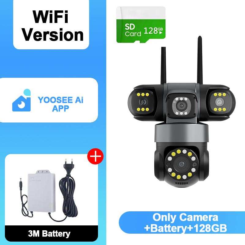 YOOSEE Ai APP Камера Уличная Водонепроницаемая HD 6MP WIFI IP CCTV Ночное Видение Двусторонняя Связь Умная Камера PIR Мобильное Отслеживание Трехлинзовая Камера