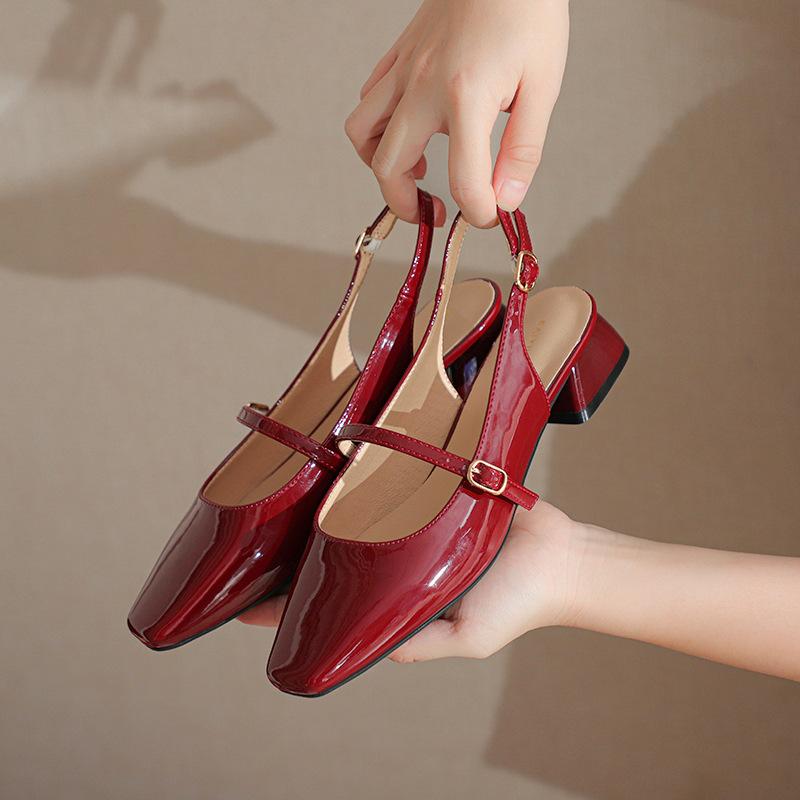 Сандалии Baotou женские с открытой спиной спереди пустые весенне-летние туфли одинарные туфли модные женские туфли с пряжкой на ремне дизайнерские сандалии