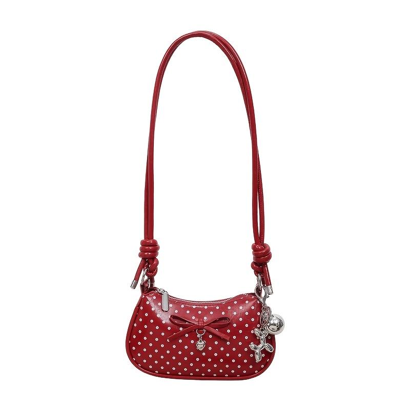 Women's crossbody bag, comes with a pendant. Crescent-shaped shoulder bag, suitable for daily wear, shopping, and dates, sweet and cool style.