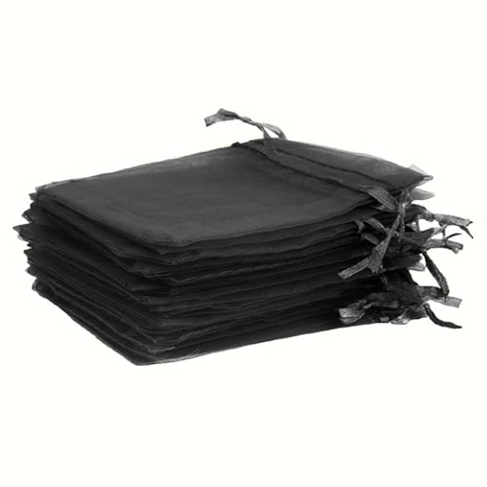 20/30/50pcs Organza Bags White Gold Drawstring Jewelry Gift Bags Wedding Favor Candy Pouches Christmas Party Packaging Small Bag