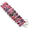 Rhodonite, Garnet Gemstone Handmade Ethnic 925 Silver Bracelet 7-8" JCB353-4