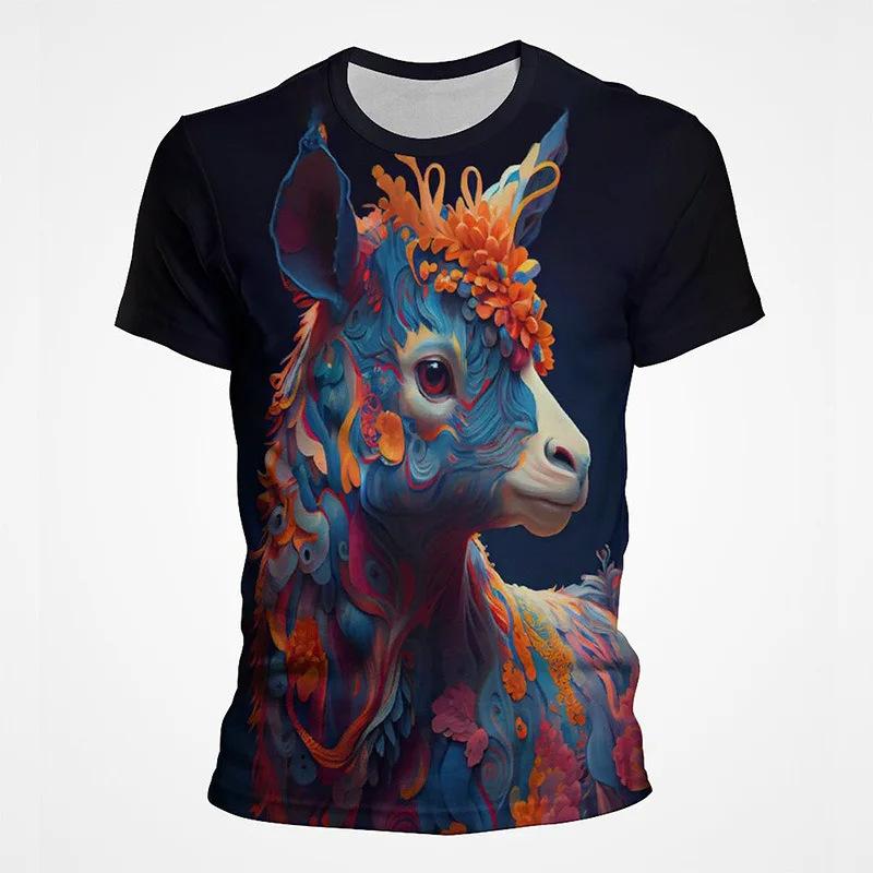 Забавные животные граффити арт графика 3D-принт топ с коротким рукавом хип-хоп круглый вырез короткий рукав мужские футболки