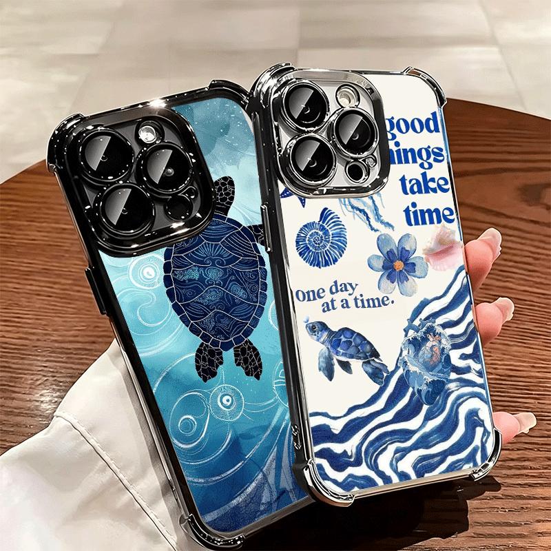 Эстетика Искусства Морской Черепахи Мягкий Чехол Для Телефона Для iPhone 15 16 17 Air 14 Pro Max 16E Plus 13 12 Mini Покрытие Противоударный Fundas