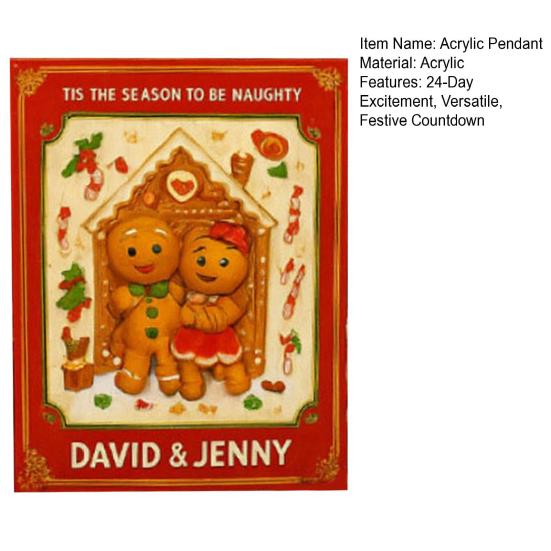 Gingerbread Couple Christmas Advent Calendar 2025 24 Day Countdown Box Acrylic Ornaments Hanging Tree Decor for Xmas Holiday Home Decoration