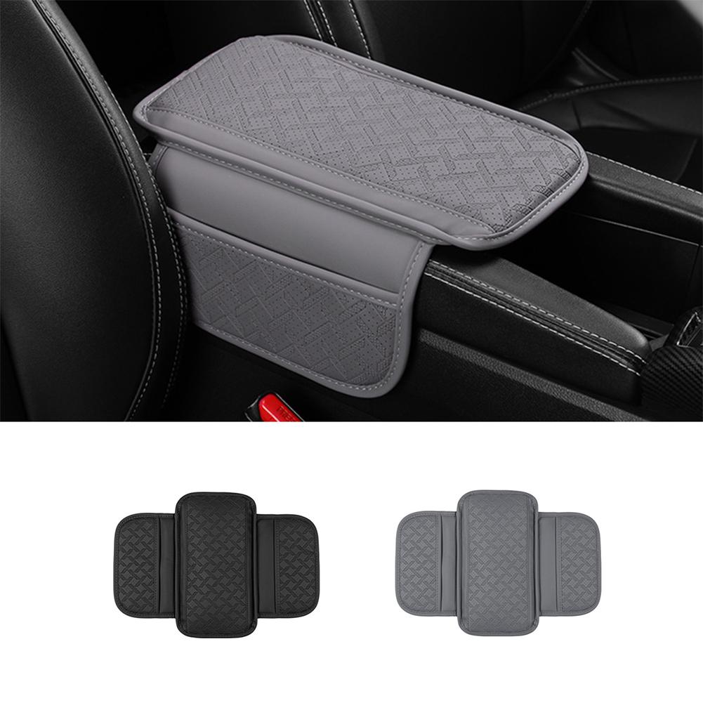 Car Center Console Cover Memory Foam Leather Armrest Cover Cushion With Side Storage Bag Arm Rest Protector Pad Interior Parts
