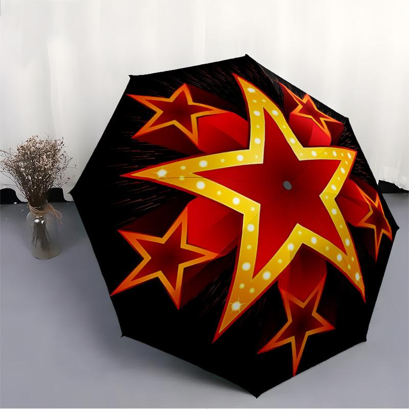 1pc Starburst, Sparkle Auto-Fold Umbrella with One-Touch Open/Close - 8 Reinforced Ribs for Windproof Stability, yy251118252