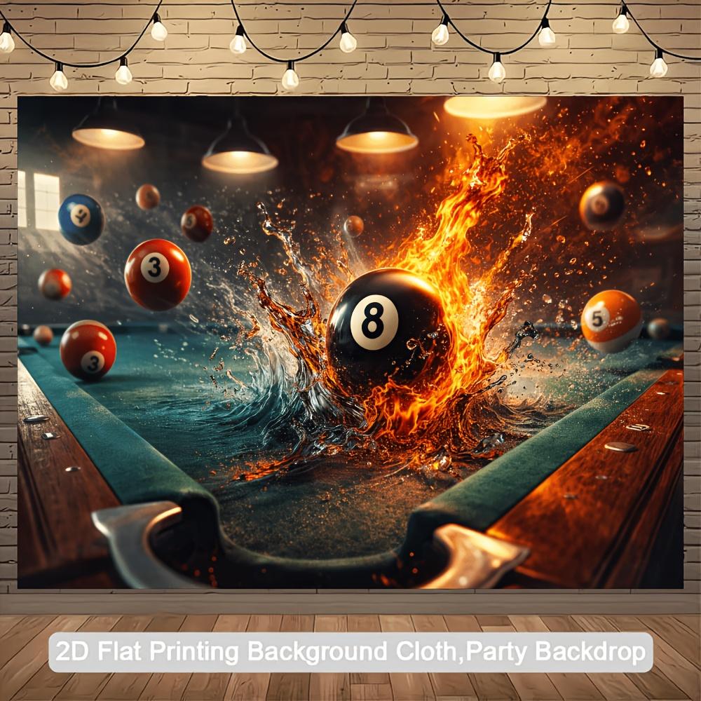 2D flat billiards theme party banner background - Black Eight Ball ThemeDJH