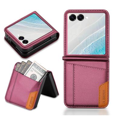 Ультратонкий кожаный чехол-книжка для бизнеса для Samsung Galaxy Z Flip7 Flip6 Flip5 4 3 Flip7 FE с отделениями для карт-кошелька и магнитной откидной крышкой
