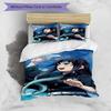 3pcs Demon Slayer5 Design Cover Set - HD Printed Bedding with 1 Cover and 2 Pillowcases - Perfect for Home and Dorm Decor