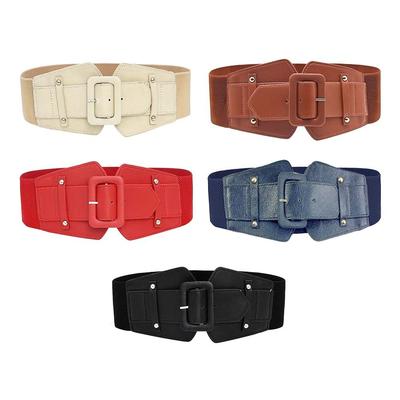 Wide Buckle Corset Waist Belt PU Leather Waist Bands  For Skirts Dress Top Clothes Jeans