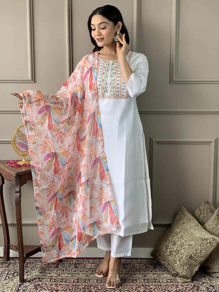 Women Designer Party Wear Salwar Suit Indian Bollywood Chanderi Top Tunic Kurti Suit Dress