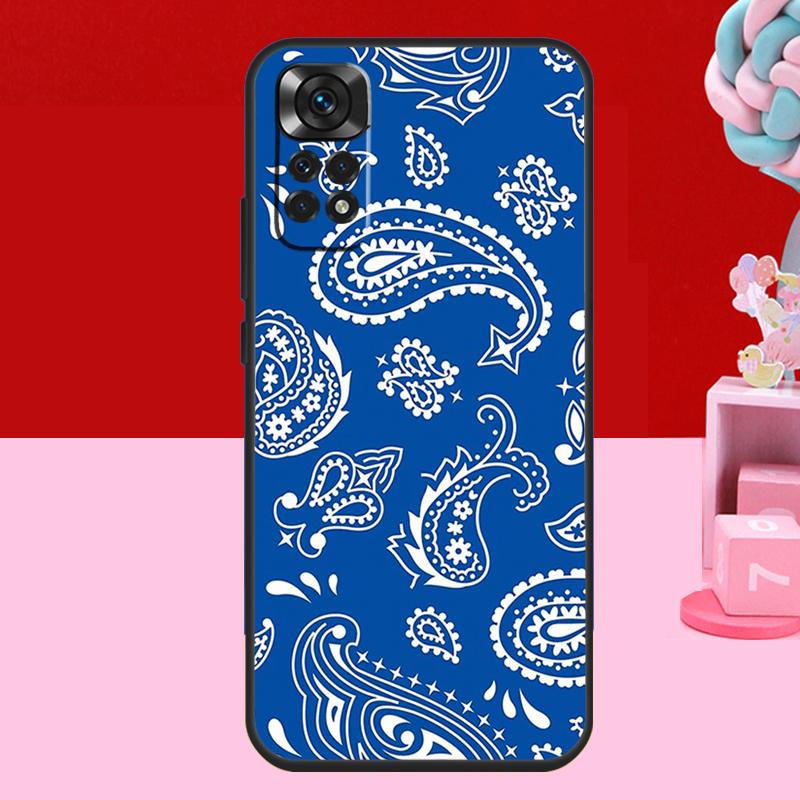 Синий чехол-бандана с узором пейсли для Xiaomi Redmi Note 11 10 12 13 14 15 Pro Plus Redmi 15 C 14C 10C 12C 13C Мягкая накладка