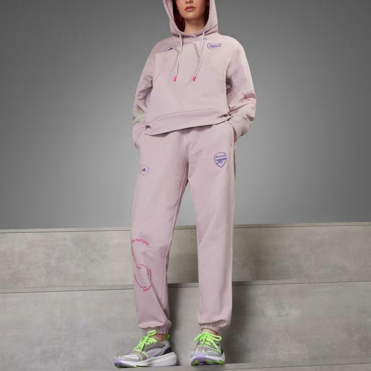 Adidas X Stella McCartney Collaboration Letter Print Loose Cuff Knit Sports Брюки женские Брюки розовые IA1500