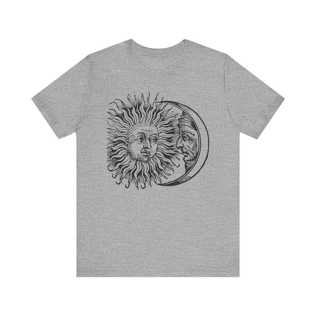 Футболка Eclipse Retro Art Футболка с загадочным искусством Солнца и Луны Астрологические футболки Астрологическая футболка с Луной Унисекс Джерси с коротким рукавом