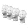 4Pcs Male Foam Head Model Hat Wig Show Display Stand Rack White