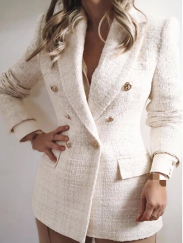2024 Urban Casual Women's Textured Double-Breasted Suit Jacket