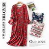 Plus Size Multi Colors Women Printing Nightdress for Spring and Autumn Long Sleeve Ladies Cute Sleepwear Long Style Nightgown