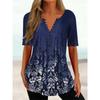 Trendy And Cool Women's Summer Loose V-neck Pullover Short-sleeved Button Printed T-shirt