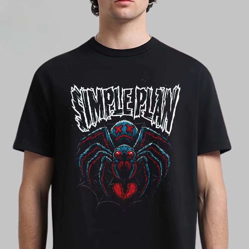 Simple Plan Paris 2025 Concert Graphic Tee Retro Van Eiffel Tower PopPunk Streetwear Casual Unisex