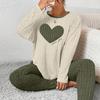 Plus Size Heart Fitted Long Sleeve And Long Pants Loungewear Set