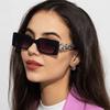 Vintage Rectangle Sunglasses Women Retro Square Flamed Frames UV400 Hip Hop Travel Eyewear Shades