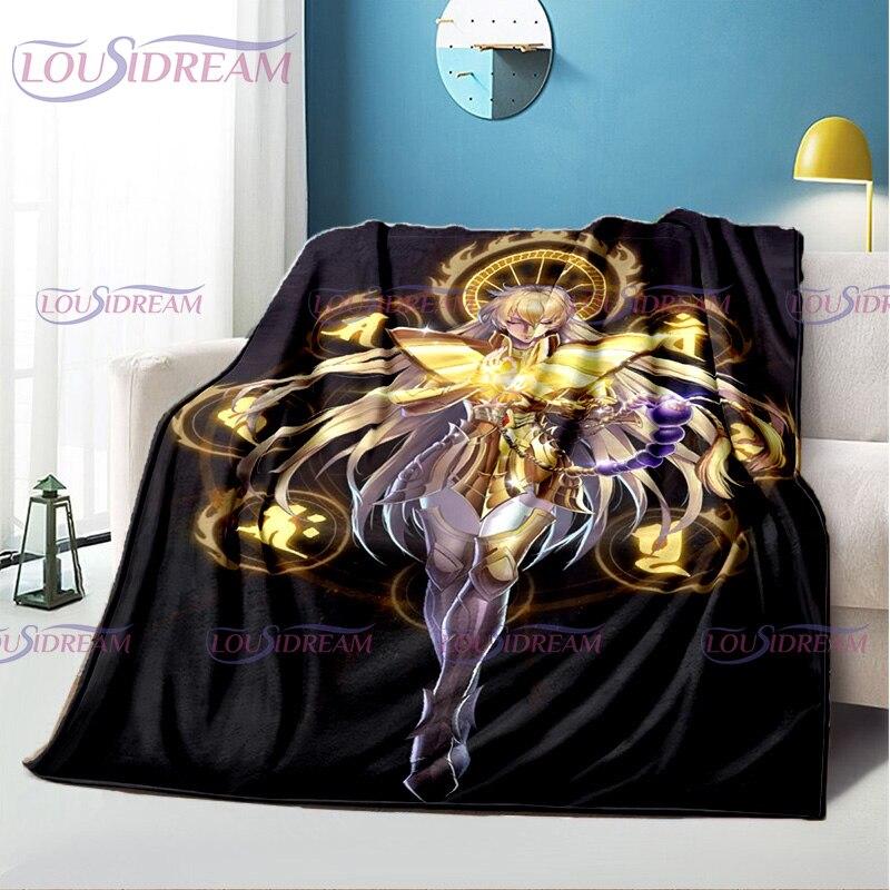Одеяло с принтом аниме Saint Seiya, Мультяшное одеяло, мягкое и легкое фланелевое одеяло для дивана, детское постельное белье для гостиной