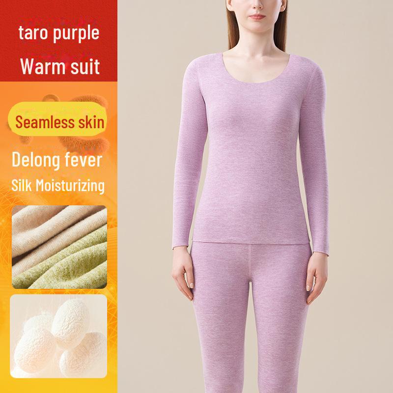 Женский комплект термобелья из кашемира и шелка: Немецкий бархат, плотный, уютный, базовые вещи для осени и зимы.