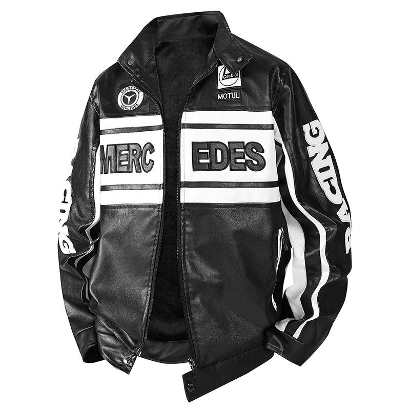 Кожаная куртка с вышивкой для гонок Формулы-1 - Ретро-стиль Harley для мотоциклистов, Хлопковый костюм для езды, ПУ куртка