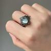 Британское ретро кольцо с синим кристаллом, личностное открытое кольцо, роскошное, высококлассное, модное кольцо на фалангу