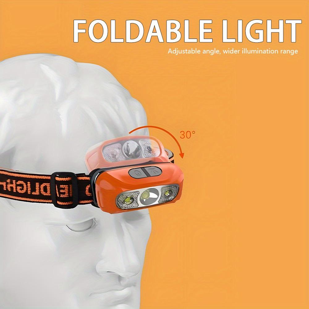 Спортивный налобный фонарь, перезаряжаемый через USB, налобный фонарь с ярким лучом, автоматический переключатель в 3 режимах, для кемпинга, рыбалки и аварийных ситуаций
