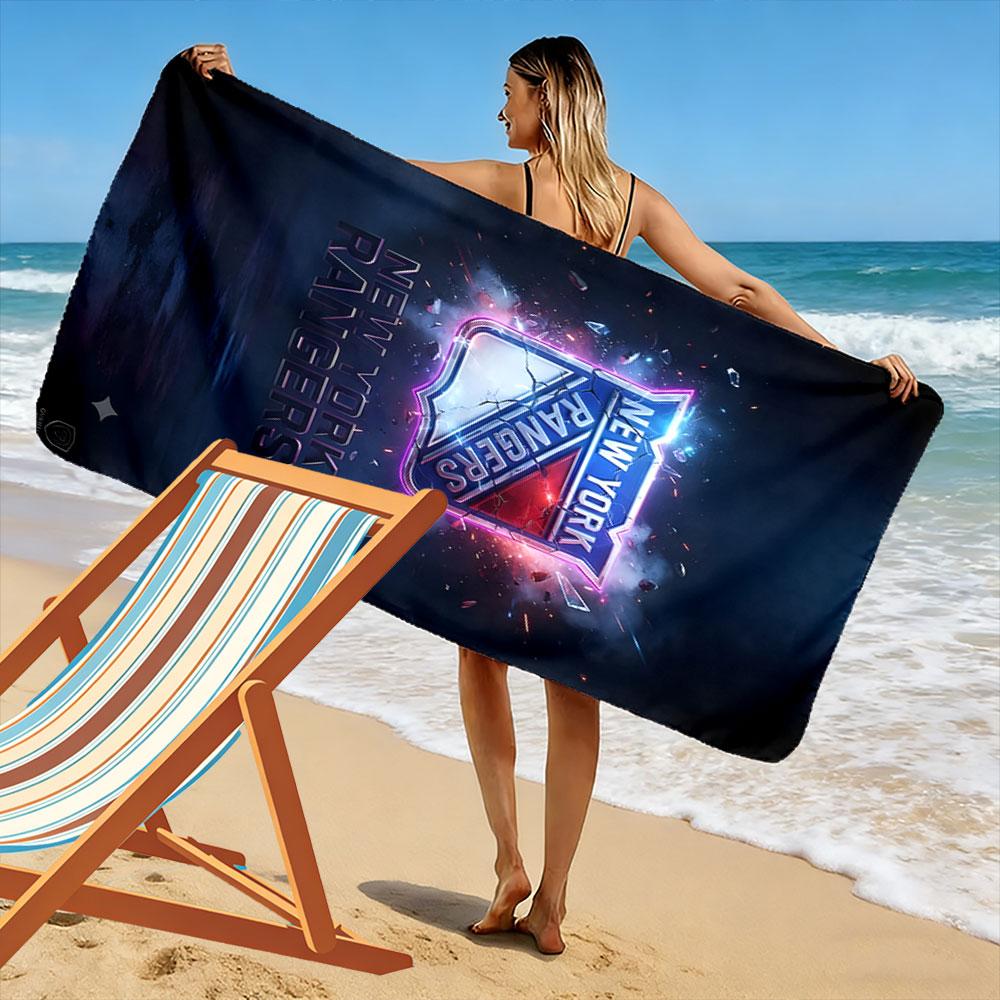 New York Rangers Hockey Logo Design Patterned beach towel quick dry perfect for travel outdoor sports jogging the beach and swimming