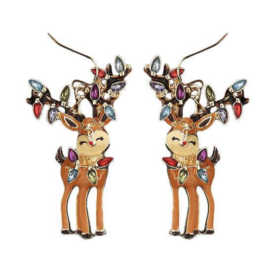 Yousheng 1 пара рождественских серег Олень Снежинка Дизайн Рождественская елка Серьги-крючки Сверкающие стразы Вечерние серьги