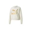 Classics Metallic Gold Big Logo Print Sport Crew Neck Sweatshirt Women Tops Ivory 531382-73