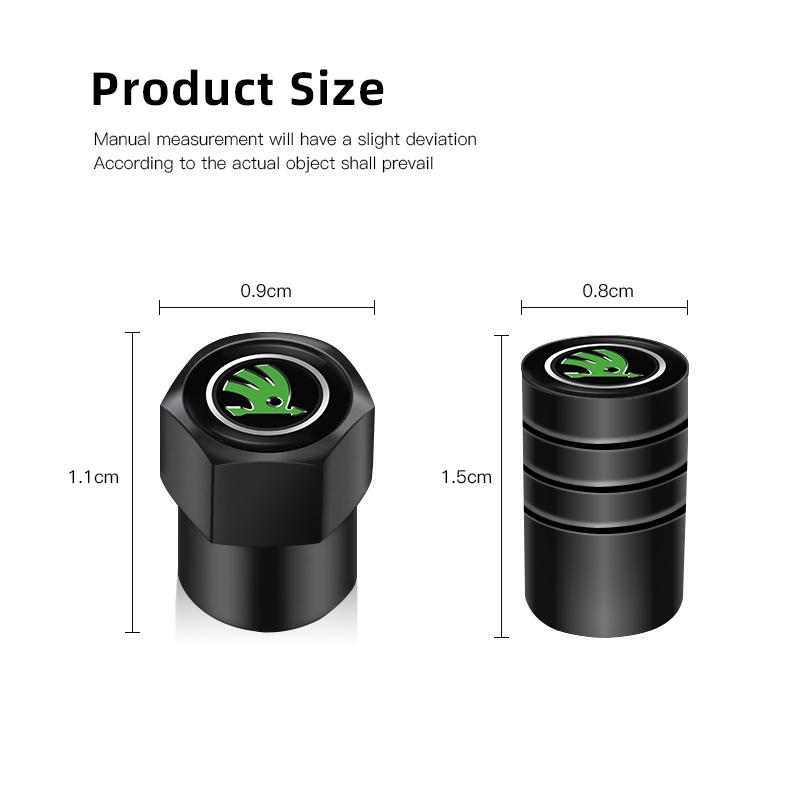 4Pcs Metal Car Wheel Tire Valve Caps Stem Case Covers Accessories For Skoda Kodiaq Octavia Enyaq iV Scala Superb Karoq Vision RS MN7
