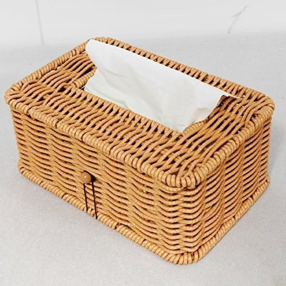 Rustic Tissue Dispenser Plastic Napkin Holder Practical Imitation Rattan Tissue Box Office
