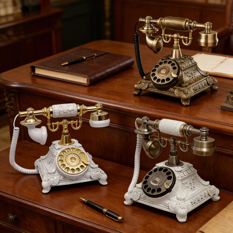 Классическая ретро модель телефона-реплики из смол с дисковым набором для декора стола, полки, фотосъемки