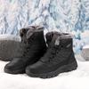 Зимние теплые ботинки для женщин, водонепроницаемые, на шнуровке, с подкладкой из искусственного меха, до середины голени, женские нескользящие высокие ботинки для походов на открытом воздухе