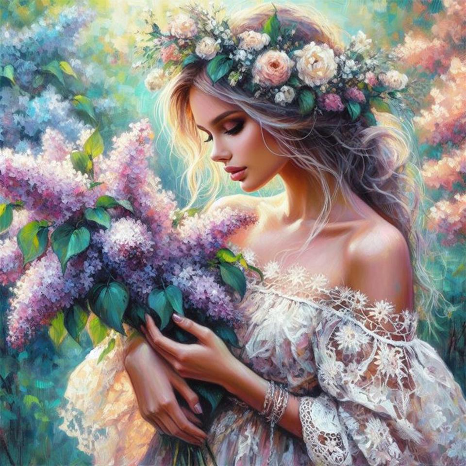 5DDIY Алмазная картина Новая серия Элегантный женский цветок Алмазное искусство Девушки Мозаика Вышивка Картина Настенное украшение