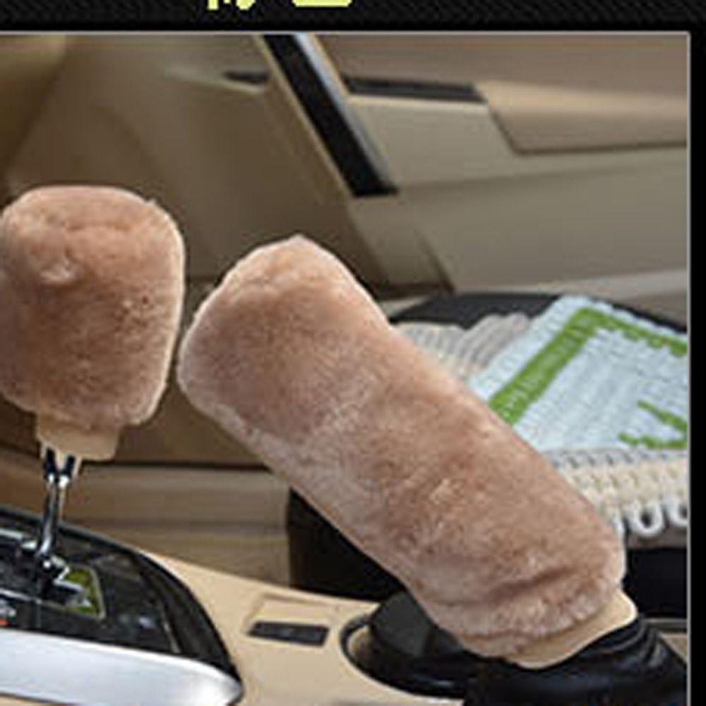 1 Pair of Soft Plush Handbrake Cover Set Warm Handbrake Grip Covers Automatic Transmission