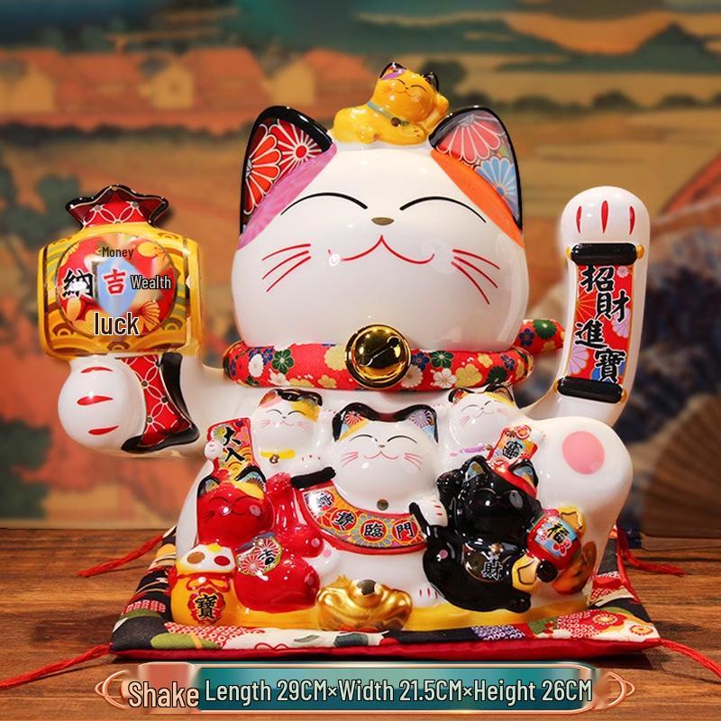 Automatic Waving Fortune Cat Figurine - New Style Housewarming Gift for Front Desk or Shop