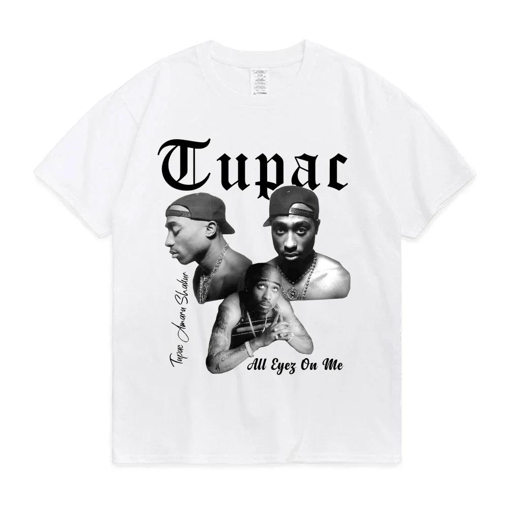 Rapper Tupac 2pac Tops Hip Hop Streetwear Oversized Short Sleeves Tee Shirt 2024 Summer Fashion T-shirt UnisexCotton T Shirt