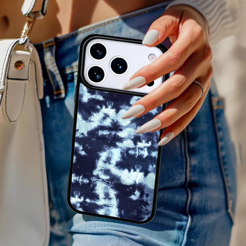 Синий чехол с тай-дай для iPhone 17 Air 14 15 13 12 Max Чехол для Apple 14 15 16 16e 11 Pro Max Plus Coque