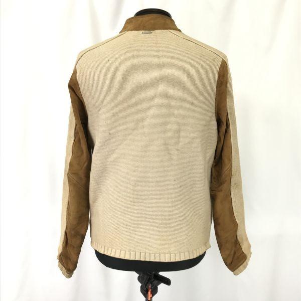VERSACE CLASSIC Suede Leather Knit Single Riders Jacket Men M Camel(USED)