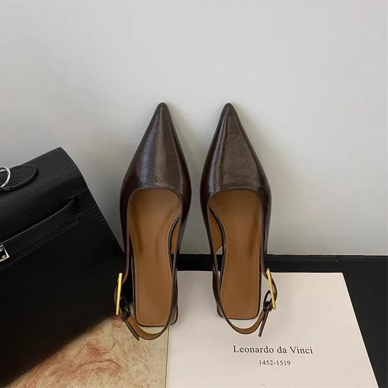 Летние женские сандалии с острым носком, модные мюли Singbacks, элегантные женские босоножки на низком каблуке для стриптиза