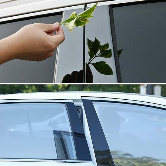 6X Chrome/Glossy Window Balck Pillar Posts Trim Overlay For 2007-2011 Honda CR-V