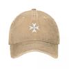 CROSS MALTA Maltese Amalfi Cross Maltese cross Knights Hospitaller WHITE on BLACK Baseball Cap Luxury Hat Unisex Womens