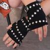 Rope Cross Fingerless Gloves Hip Hop Short Arm Warmer Unique Rivet Gloves Couple
