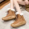 Ботинки на платформе из меха, ботильоны на платформе, плюшевые, хлопковые, на среднем каблуке, повседневная обувь, зима 2025, тренд, спортивная, теплая обувь, нескользящие, женские ботинки