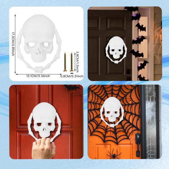 Хэллоуинский дверной молоток в виде черепа с крепежом Готический жуткий череп Молоток для входной двери ворот Ручка Кольцо для тяги Домашнее украшение Дверные аксессуары