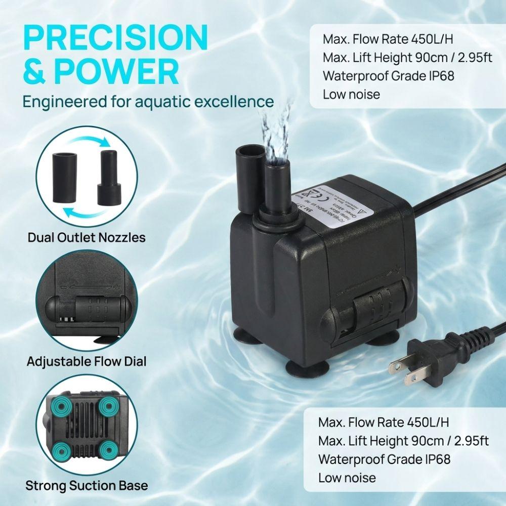 Multifunction Submersible Water Pump 2 Nozzles IncludedMini Mini Submersible Pump